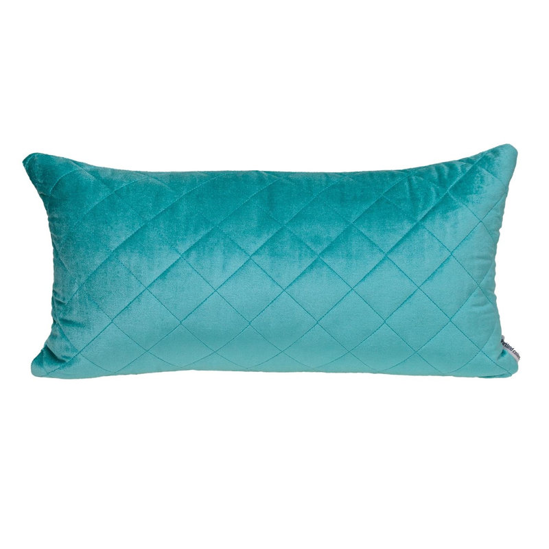 Coussin touffeté à losanges jaune ocre transitionnel, Turquoise