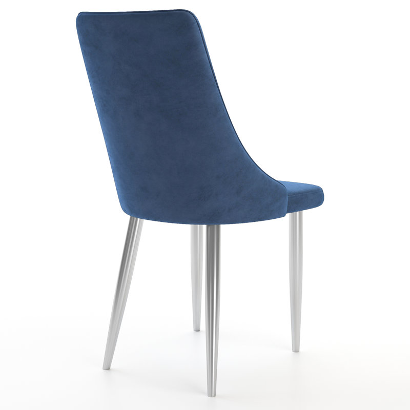 Galia Velvet Side Chair, Blue, Chrome
