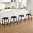 Pittsburgh 24.8"H Industrial Solid Wood Swivel Backless Counter Stools With Metal Base(Set Of 4)