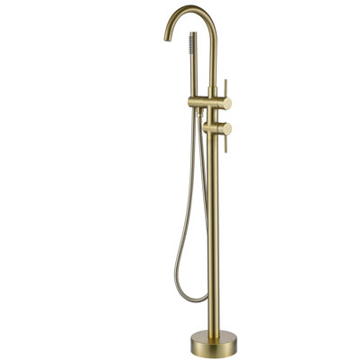 Freestanding Brass Tub Filler with Hand Shower