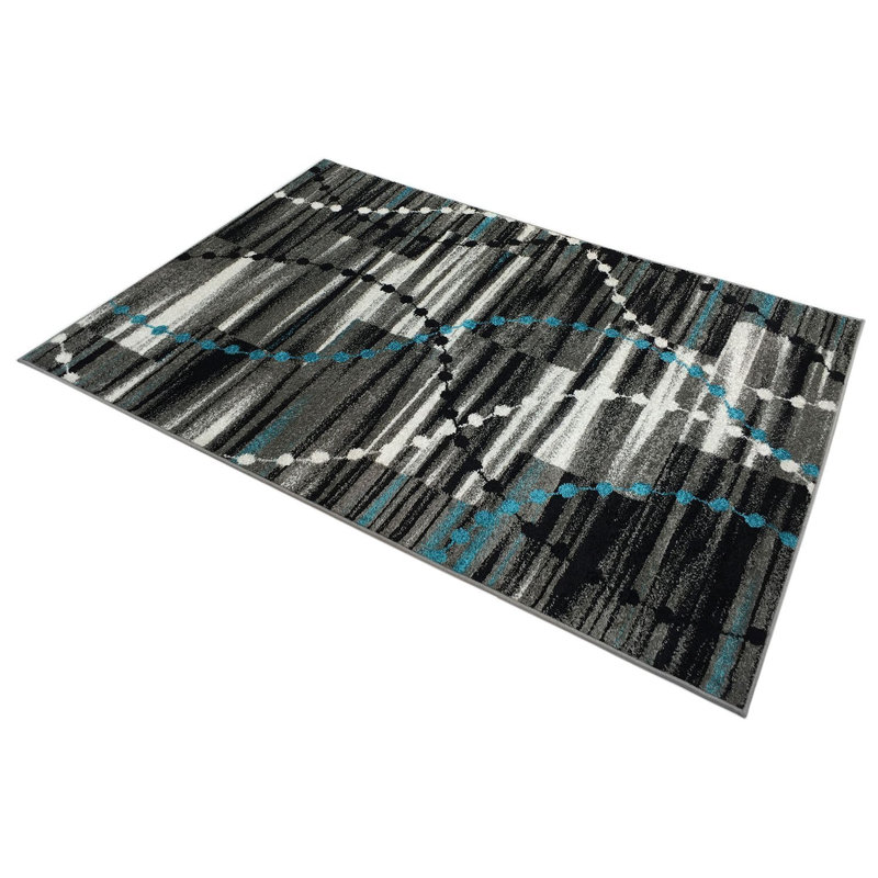 Abstract and Striped Design Power Loomed Area Rug