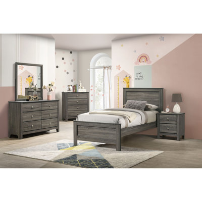 Ensemble de chambre à coucher à panneau simple 3 pièces Picket House Furnishings Santino