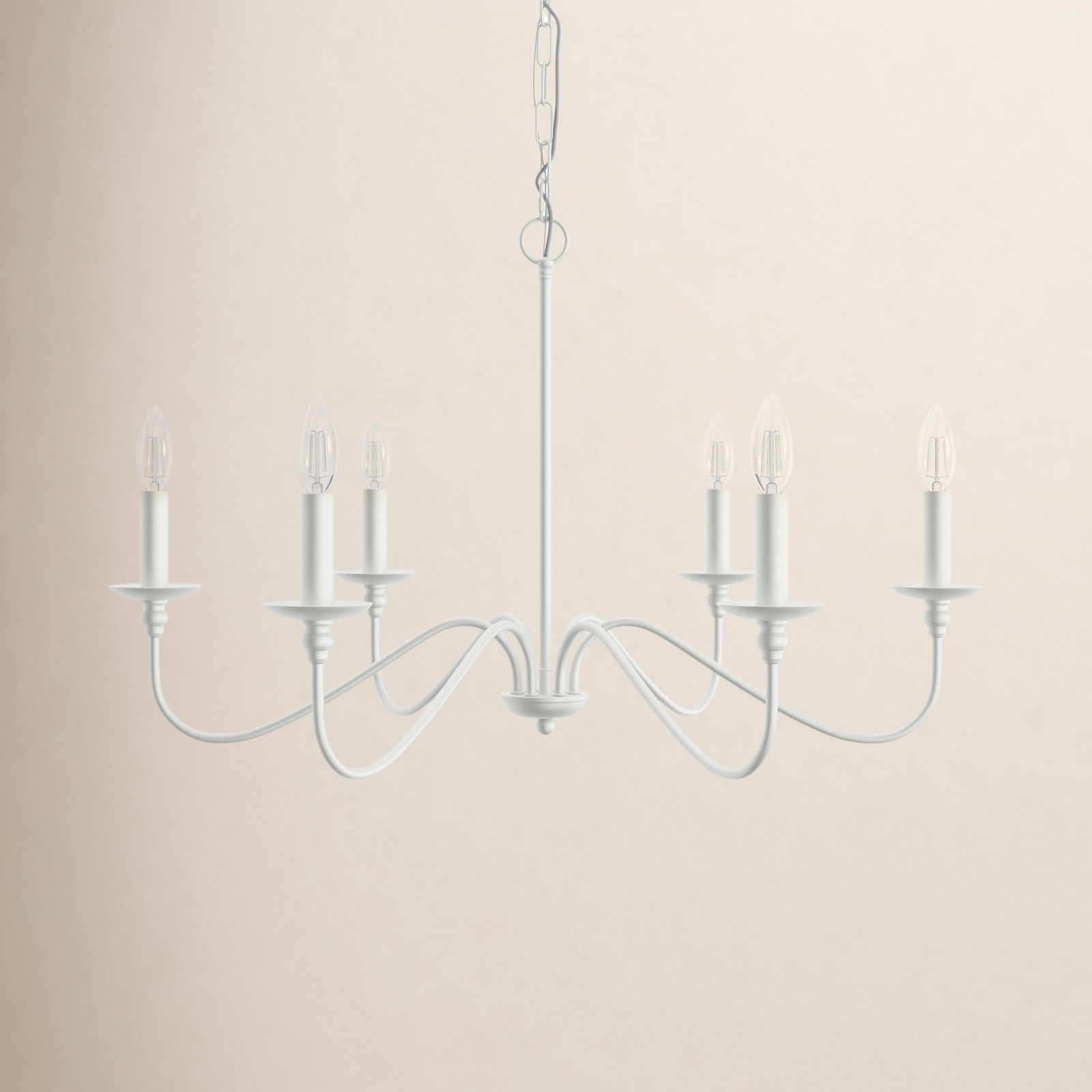 Ableton Iron 6-Light Chandelier, 19" H x 36" W x 36" D, White