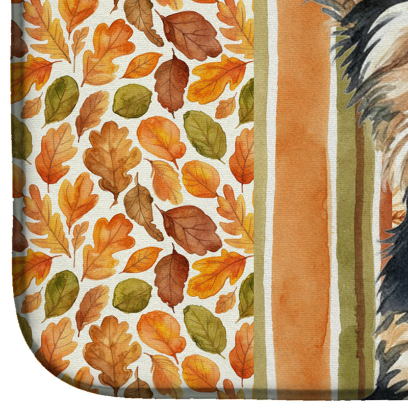 Black and Tan Yorkshire Terrier Heirloom Fall Dish Drying Mat