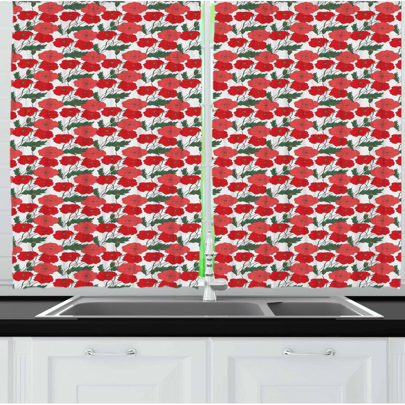 Floral Tailored Kitchen Curtain