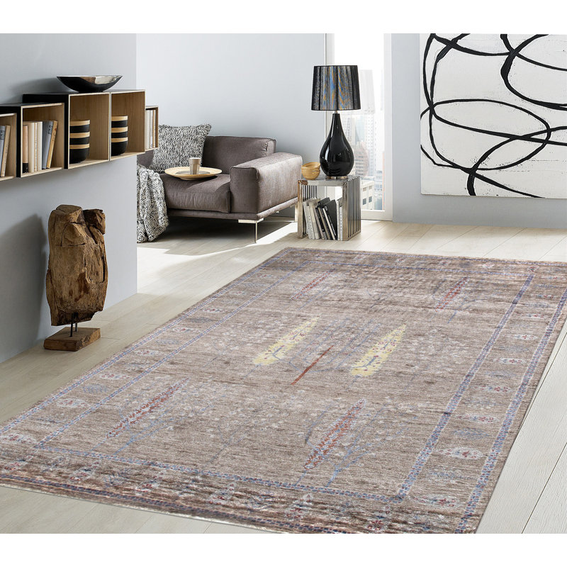 Tribal Hand Knotted Abstract Area Rug, Rectangle 5'8" x 7'9"