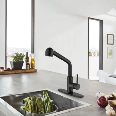 Robinet de cuisine rétractable à poignée simple avec accessoires
