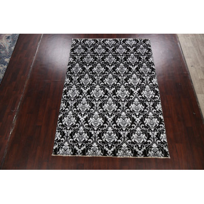 Tapis oriental multicolore à motif végétal Dye noué à la main 7 x 10