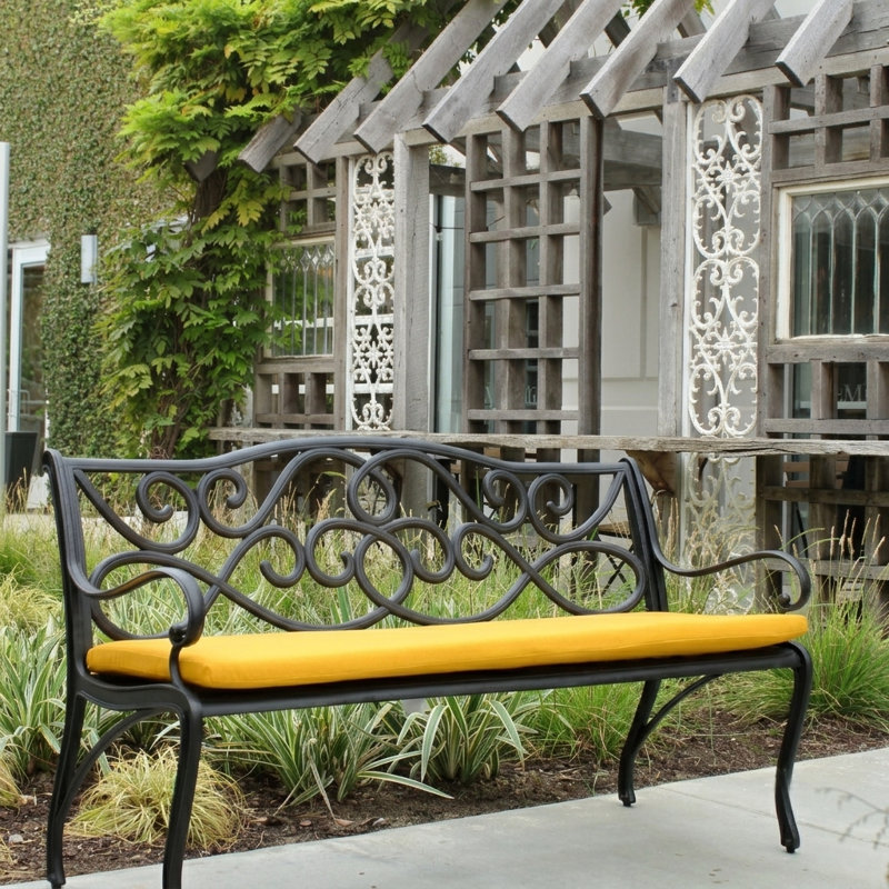 Banc de parc en Aluminium fonte à volutes classique Kain, Mangue