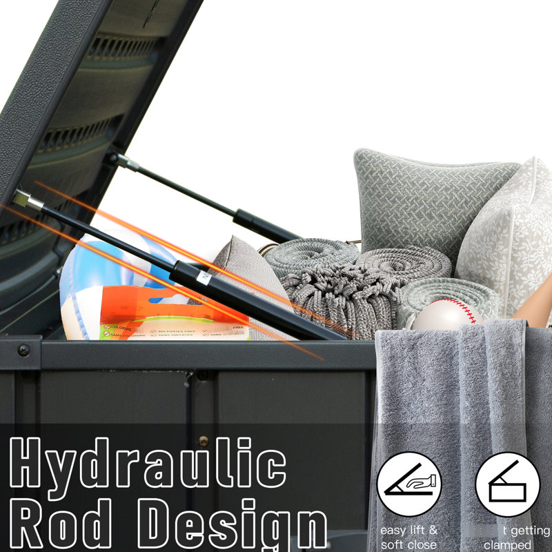 120 gallons de rangement gris foncé pour terrasse - Boîte extérieure imperméable pour coussins et fournitures