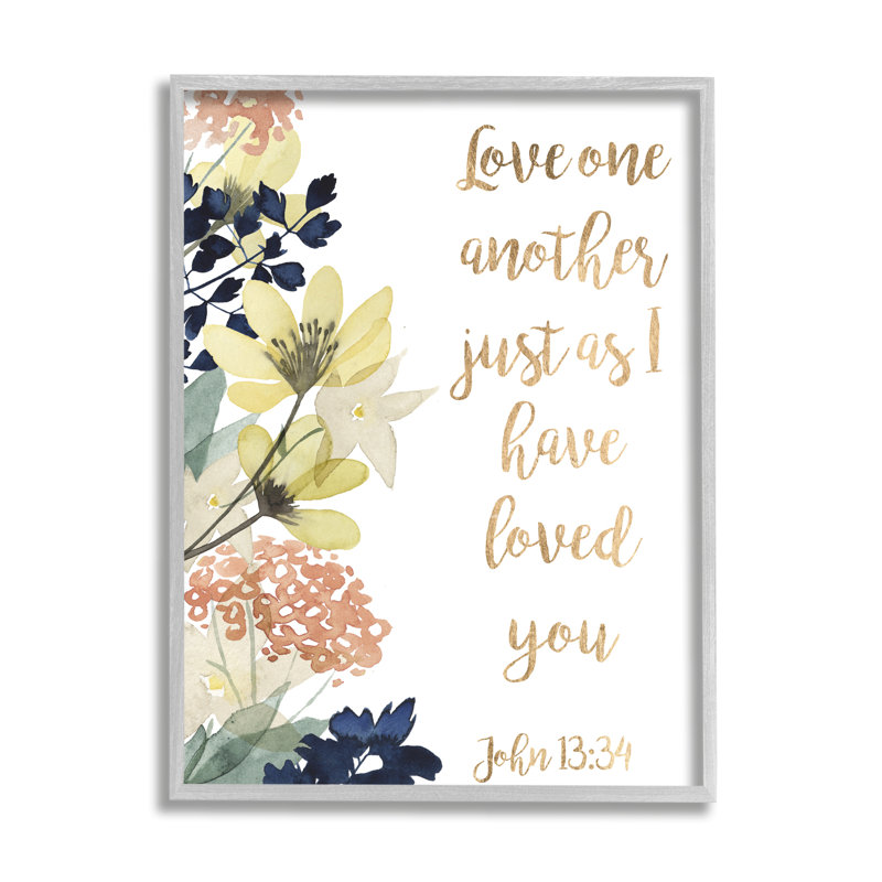 «Love One One Proverbs John 13:34 Wildflowers» par Studio W - impression, H 20 po x l 16 po, Estampe numérique Farmhouse