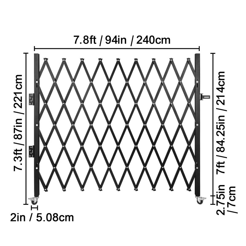 Vevor Single Folding Metal Gate, 213.4cm H x 238.8cm W