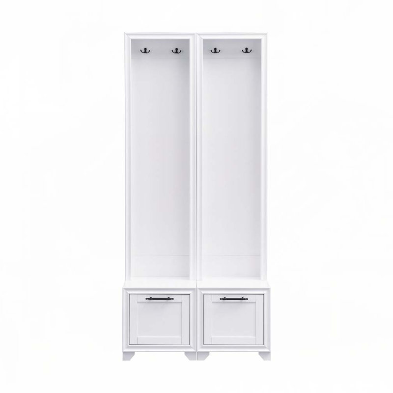 Hallway Hall Tree with Storage Drawers, White