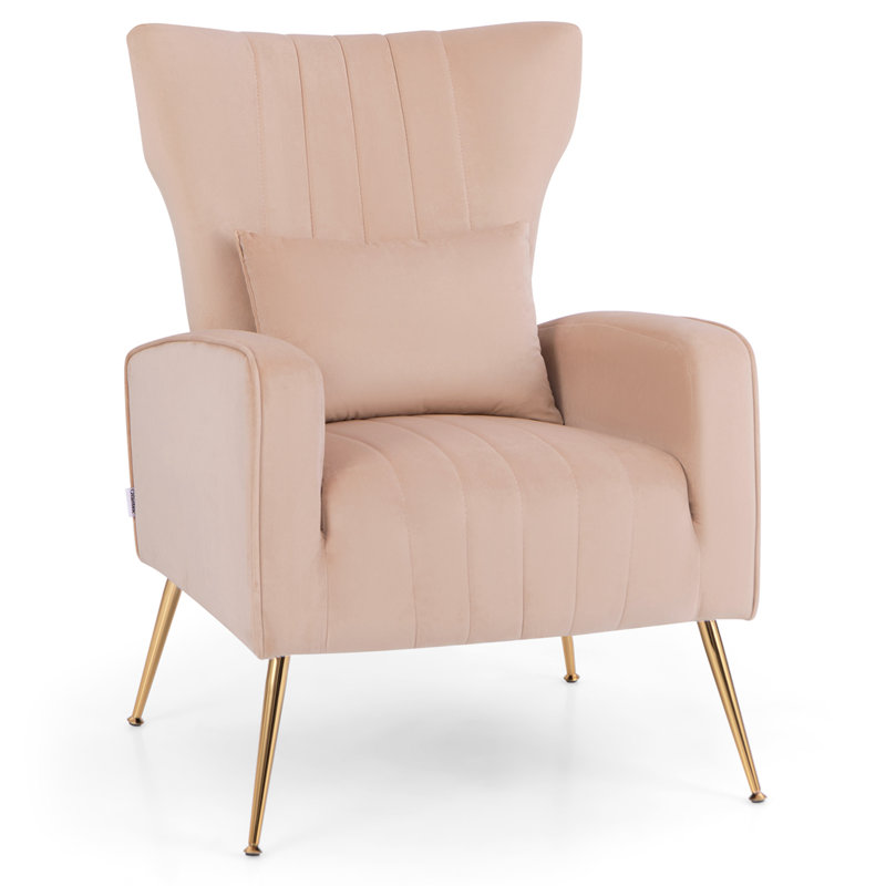 Koburn Velvet Wingback Chair, Pink Velvet