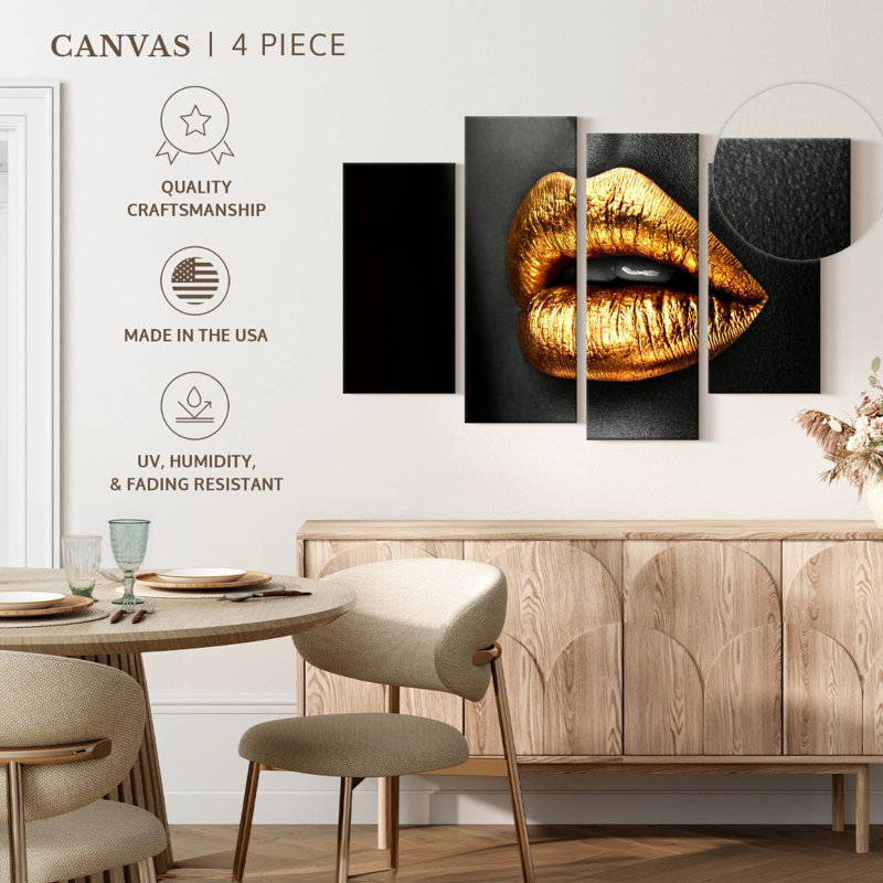 Shuttleworth Gold Metallic Lips, 22" H x 36" W