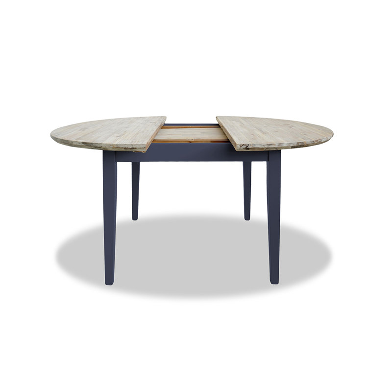 Chatham Extendable Round Solid Wood Top Dining Table, Navy Blue