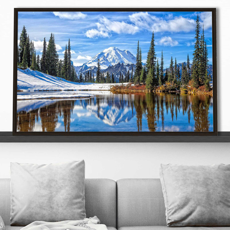 Mont Rainier Vista par - photographie, Cadre flottant espresso, H 21,5 po x l 33,5 po x P 2 po