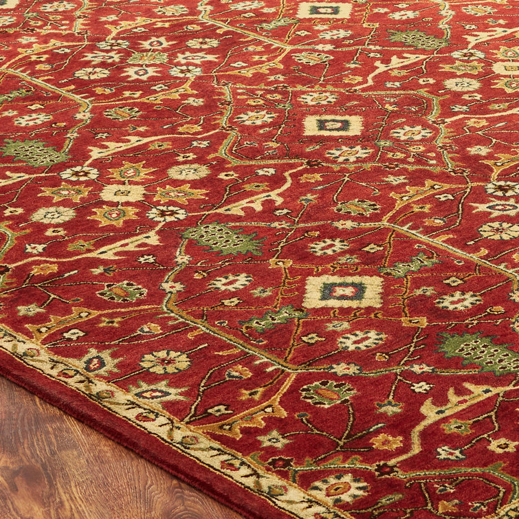 Wool Oriental Area Rug in Slated Blue/Brown/Ivory/Beige/Burgundy/Dark Green/Gray/Red