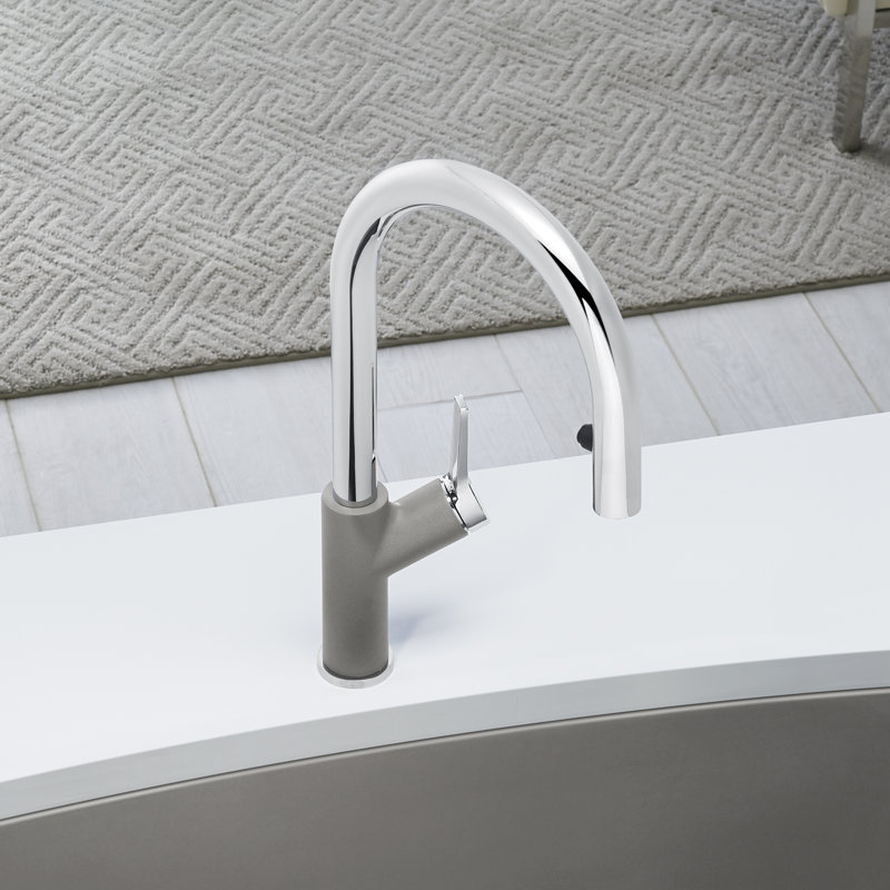 Urbena Pull-Down Dual-Spray Kitchen Faucet, Truffle/Chrome