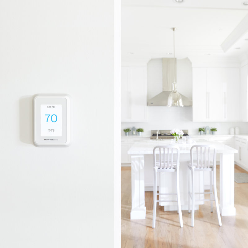 White Wi-Fi Smart Thermostat with Touchscreen Display