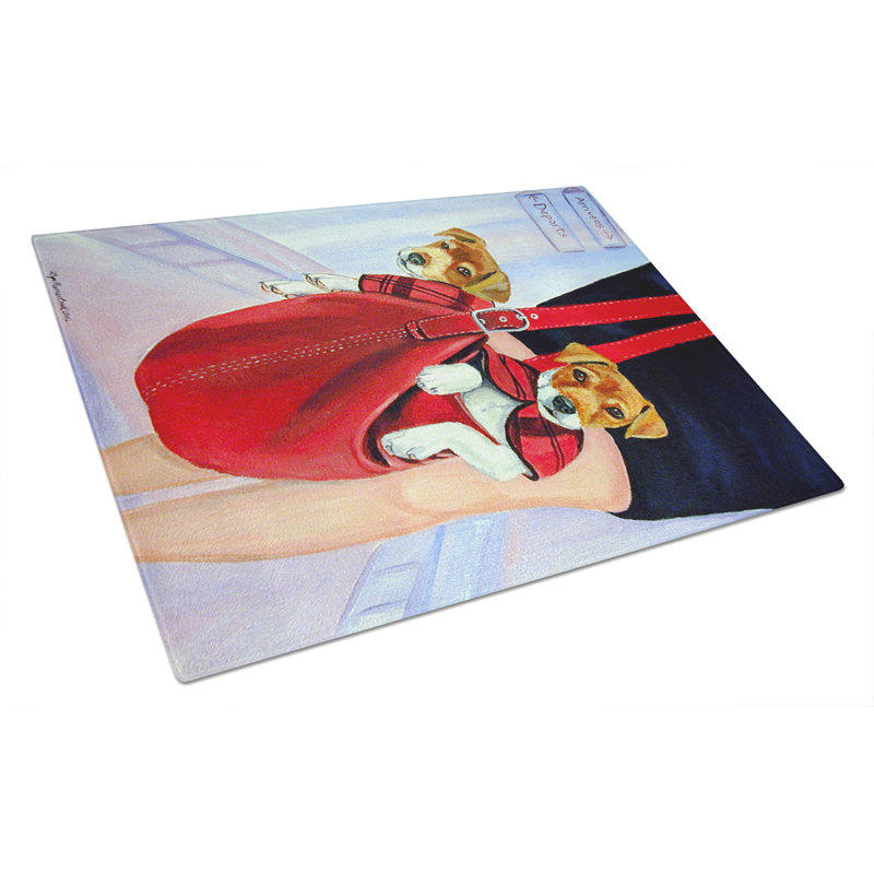 Jack Russell Wood Glass Cutting Board