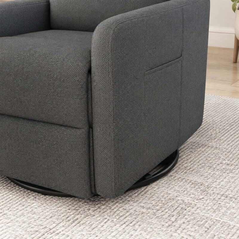 Fauteuil inclinable électrique berçant en velours gris foncé avec dossier capitonné pour le salon et les sièges de cinéma