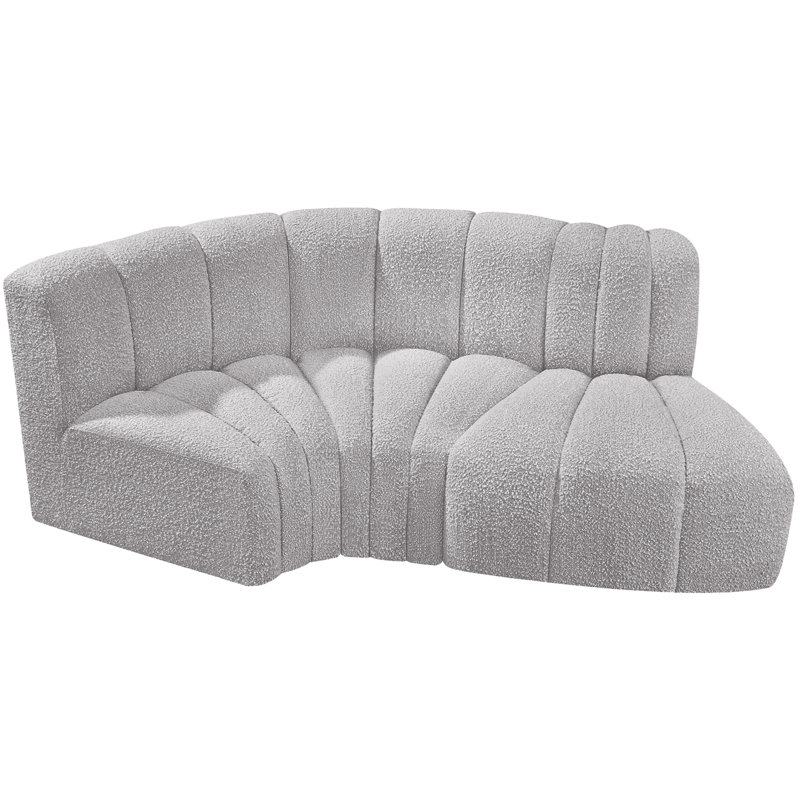 Canapé et chaise rembourrés Hubertus, Tissu gris bouclé