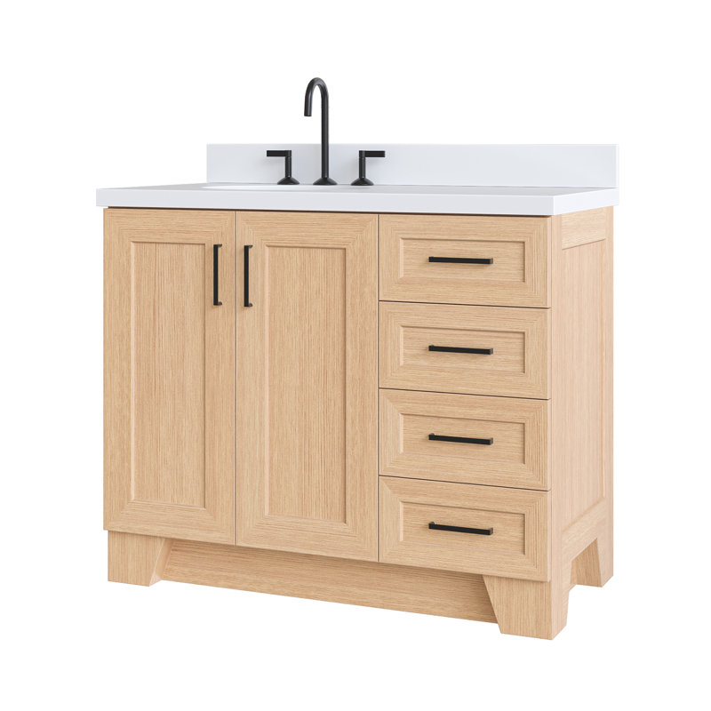 43 IN.  Single Bathroom Vanity, Left, Oval, Natural Oak