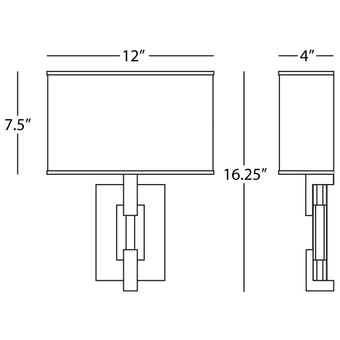 Lincoln Armed Sconce, Pearl, Polished Nickel