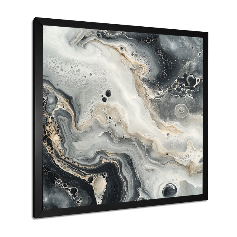 Norietta, art moderne en marbre - Mural à l'encre monochrome I, H 16 po x l 16 po, Reproduction encadrée d'une seule photo