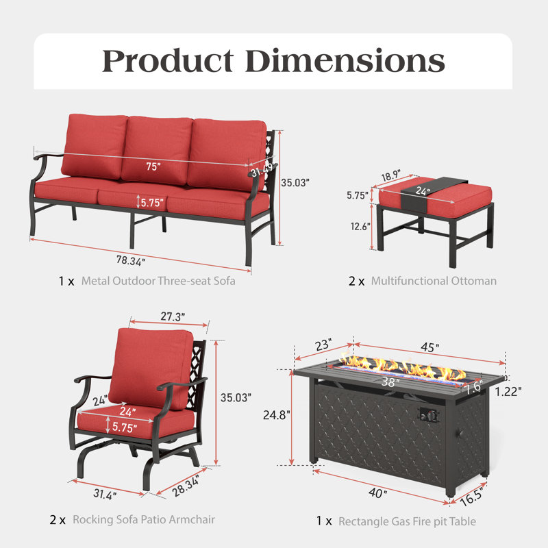 Ensemble de conversation Asfand, Red, Oui