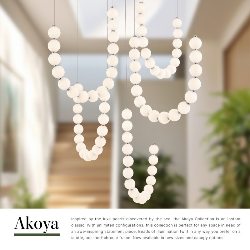Akoya 80 Light Silver dimmable LED Chandelier, Chrome, 5 Head Chandelier