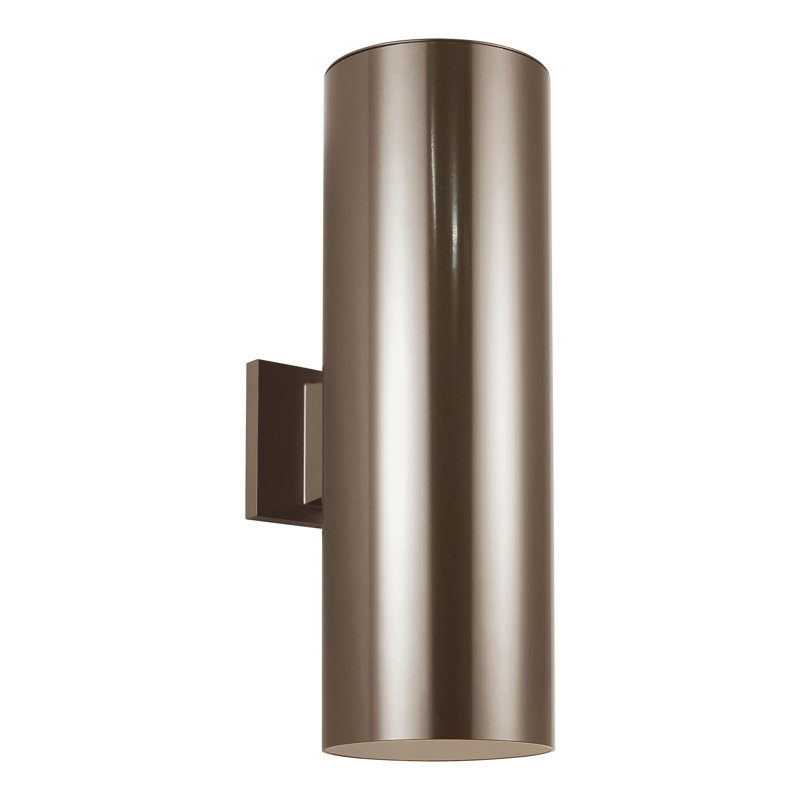 Outdoor Bullets LED Outdoor Armed Sconce, 14.25" H x 5.125" W x 5.125" D, Bronze
