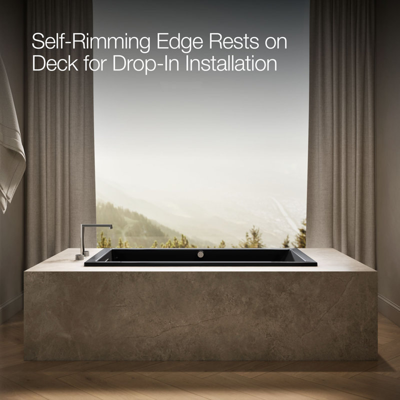 Underscore 60" x 32" Alcove/Tile In Whirlpool Acrylic Bathtub with Heater, Black