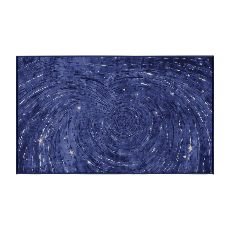 Machine Washable Blue Area Rug, Rectangle 7' x 10'