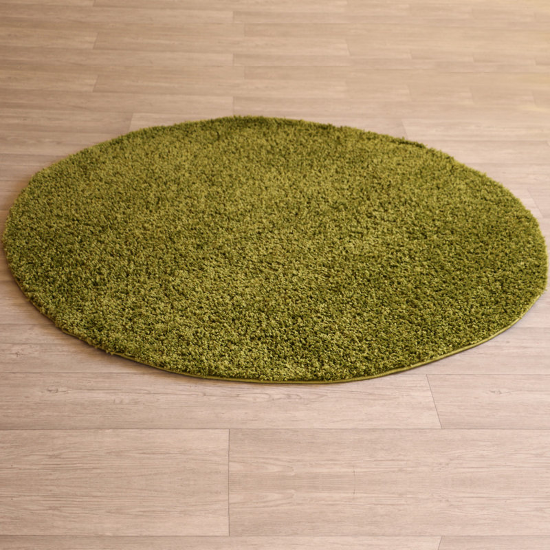 Luxury Green Round Carpet, 31.5 in Diameter | 100% Polypropylene, 1800 g/m², 1.2 in Pile Height | Antibacterial, Jute Underside, Easy Vacuum Cleaning | Perfect for Living Room, Bedroom & Kids' Play Areas