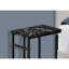 Table d'appoint, en forme de C, bout, côté, collation, salon, chambre à coucher, stratifié aspect marbre noir, métal noir, contemporain, moderne