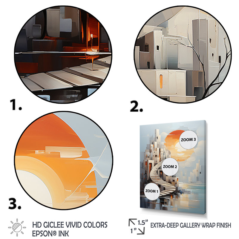 Château solaire surréel - art mural surréalisme, Cadre simple noir, H 44 po x l 34 po x P 1,5 po
