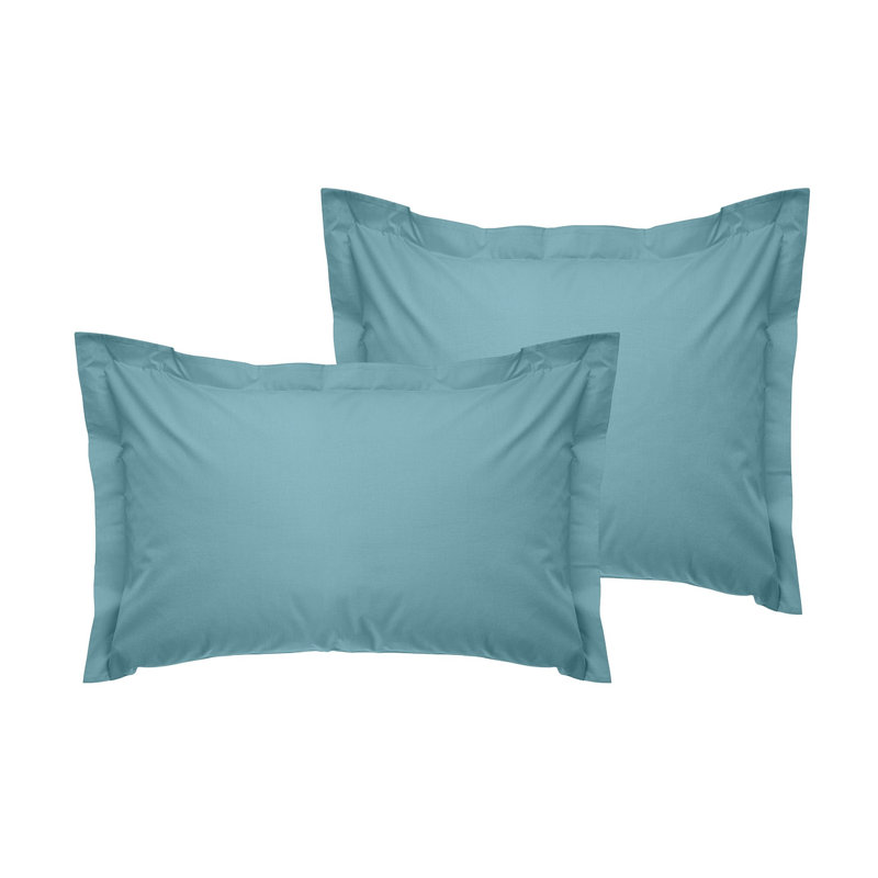 Premium Oxford Pillowcase Set (2 Pieces), Mint Color, 31.5 x 31.5 + 2.0 inches | 100% Cotton Ranforce, 145 Thread Count | Envelope Closure, Machine Washable at 86°F | Soft & Comfortable for Luxurious Sleep