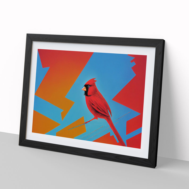 Cardinal Bird Vol.3 - Single Picture Frame Print, Black Framed, 25cm H x 34cm W x 2cm D