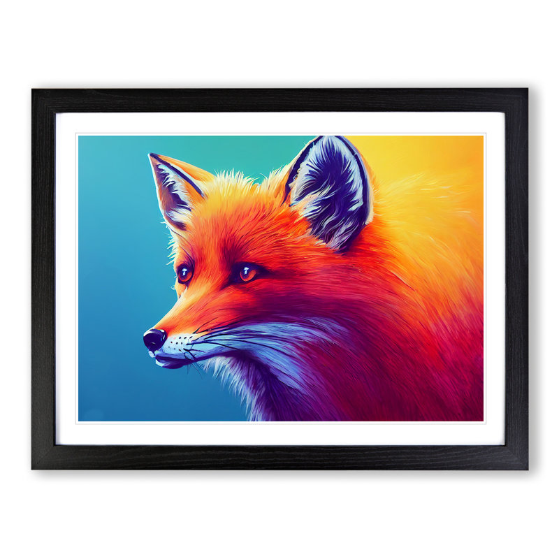 Fox Vol.3 - Single Picture Frame Painting, 34cm H x 46cm W x 2cm D, Black