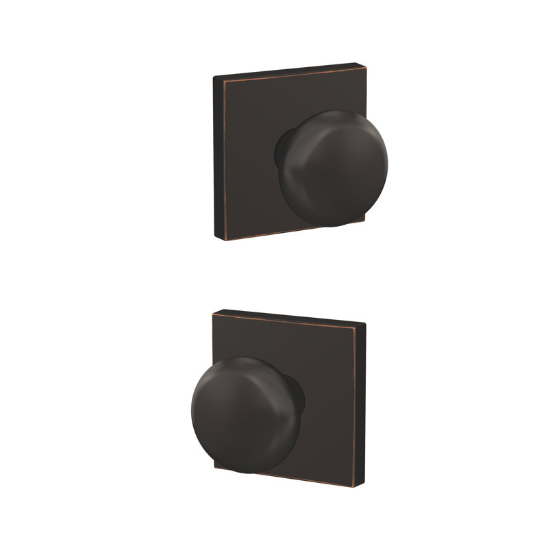 Plymouth Non-Turning Knob with Collins Trim, Aged Bronze