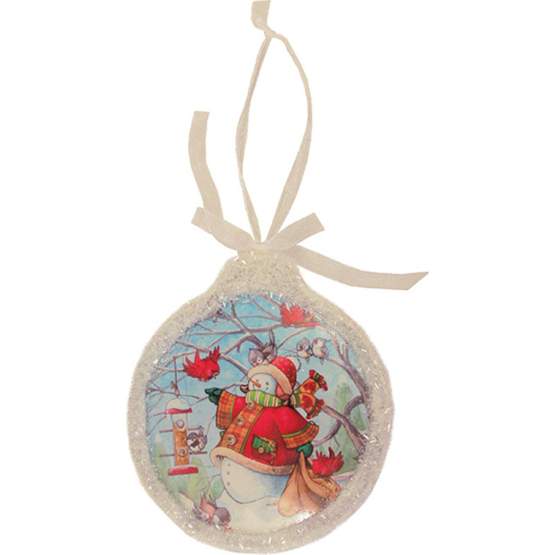 Ornement de Noël rond en verre éclairé à DEL 5 "