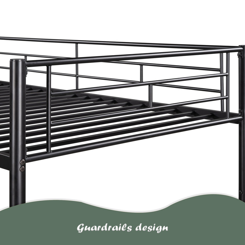 Twin Over Twin Metal Bunk Bed, Black