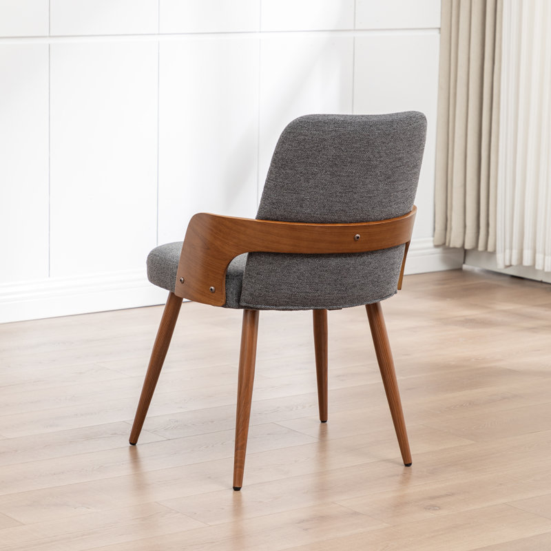 Chaise rembourrée en bois massif Carman, Lin gris