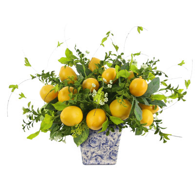 Arrangement floral citron en pot