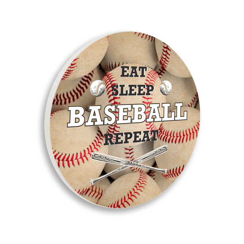 Plaque murale Eat Sleep Baseball Repit, design par Kim Allen