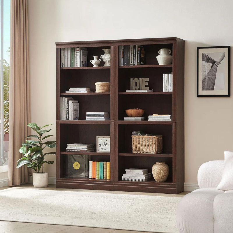 Système de bibliothèque modulaire, Cerisier foncé 1, H 72,5 po x l 31,5 po x P 14 po