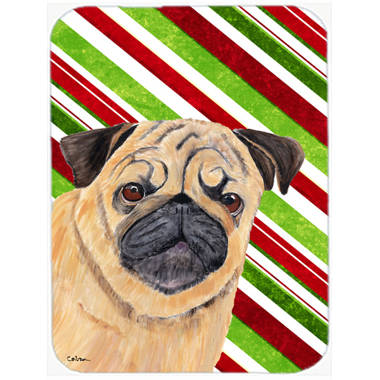 Caroline's Treasures Pug Cozy Christmas Glass Cutting Board Large