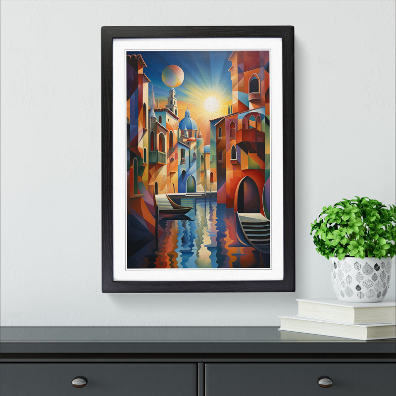 Venice Futurism Art - Framed Print, 64cm H x 46cm W, Black Framed